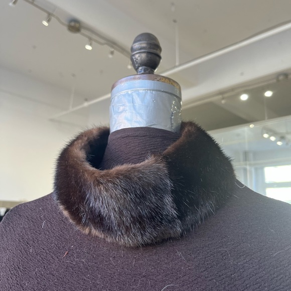 Brown Mink Detachable Fur Turtleneck - Picture 2 of 3